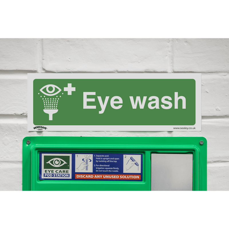 Sealey Safety Signs Eye Wash - Safe Conditions Safety Sign - Rigid Plastic - Pack of 10-SS58P10 5054630102226 SS58P10 - Buy Direct from Spare and Square