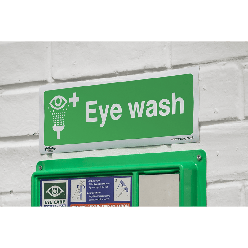 Sealey Safety Signs Eye Wash - Safe Conditions Safety Sign - Self-Adhesive Vinyl - Pack of 10-SS58V10 5054630102318 SS58V10 - Buy Direct from Spare and Square