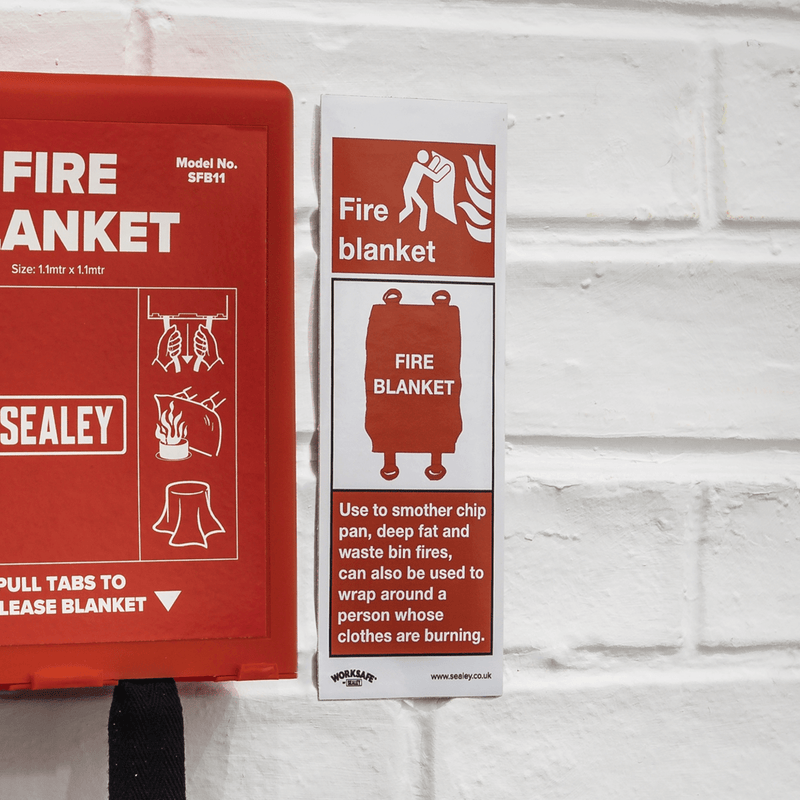 Sealey Safety Signs Fire Blanket - Safe Conditions Safety Sign - Self-Adhesive Vinyl - Pack of 10-SS53V10 5054630102097 SS53V10 - Buy Direct from Spare and Square