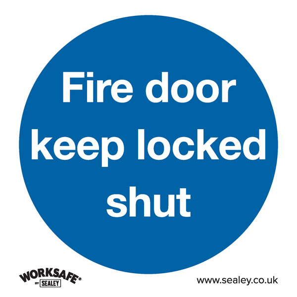 Sealey Safety Signs Fire Door Keep Locked Shut - Mandatory Safety Sign - Self-Adhesive Vinyl - Pack of 10-SS4V10 5054511989991 SS4V10 - Buy Direct from Spare and Square
