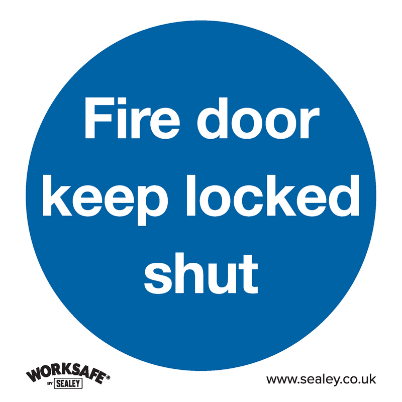 Sealey Safety Signs Fire Door Keep Locked Shut - Mandatory Safety Sign - Self-Adhesive Vinyl-SS4V1 5054511989977 SS4V1 - Buy Direct from Spare and Square