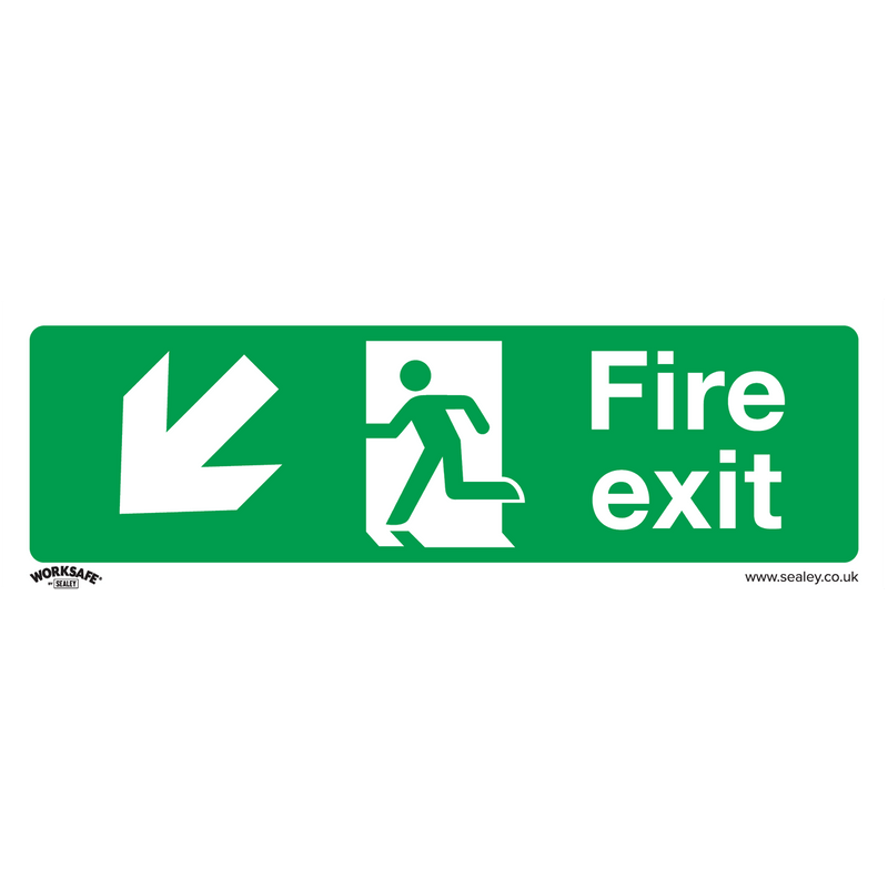 Sealey Safety Signs Fire Exit (Down Left) - Safe Conditions Safety Sign - Rigid Plastic-SS34P1 5054630000584 SS34P1 - Buy Direct from Spare and Square