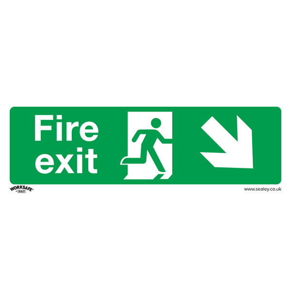 Sealey Safety Signs Fire Exit (Down Right) - Safe Conditions Safety Sign - Rigid Plastic - Pack of 10-SS36P10 5054630000614 SS36P10 - Buy Direct from Spare and Square