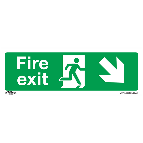 Sealey Safety Signs Fire Exit (Down Right) - Safe Conditions Safety Sign - Self-Adhesive Vinyl-SS36V1 5054630000560 SS36V1 - Buy Direct from Spare and Square