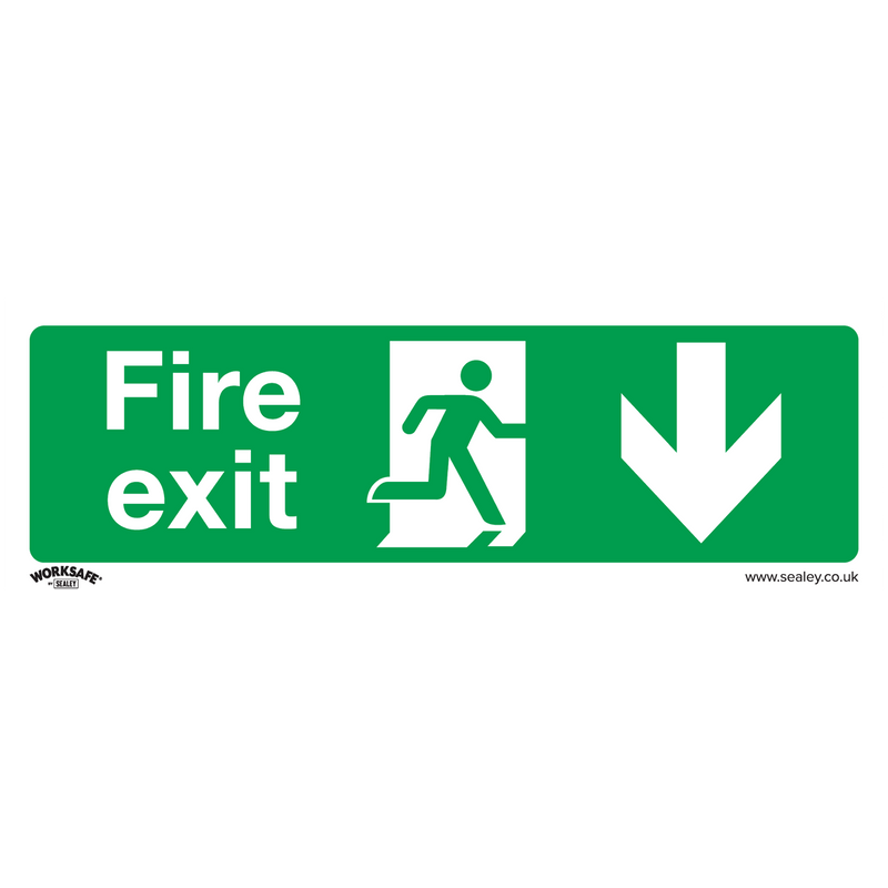 Sealey Safety Signs Fire Exit (Down) - Safe Conditions Safety Sign - Rigid Plastic-SS22P1 5054511990850 SS22P1 - Buy Direct from Spare and Square