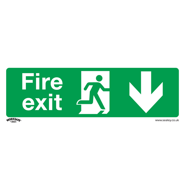Sealey Safety Signs Fire Exit (Down) - Safe Conditions Safety Sign - Self-Adhesive Vinyl-SS22V1 5054511990867 SS22V1 - Buy Direct from Spare and Square