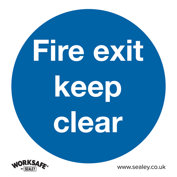 Sealey Safety Signs Fire Exit Keep Clear - Mandatory Safety Sign - Rigid Plastic - Pack of 10-SS2P10 5054511989953 SS2P10 - Buy Direct from Spare and Square