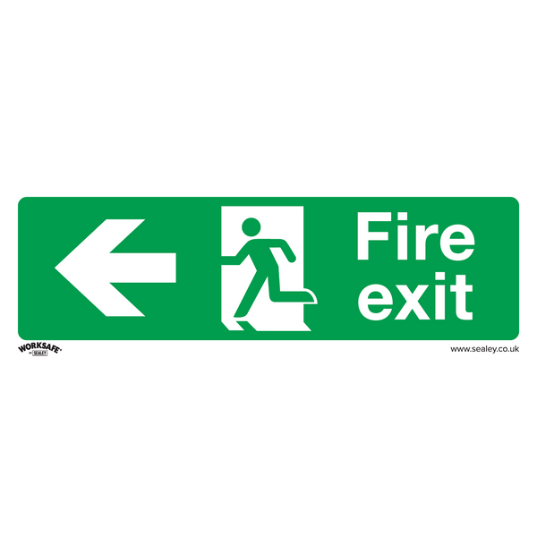 Sealey Safety Signs Fire Exit (Left) - Safe Conditions Safety Sign - Rigid Plastic-SS25P1 5054511991468 SS25P1 - Buy Direct from Spare and Square