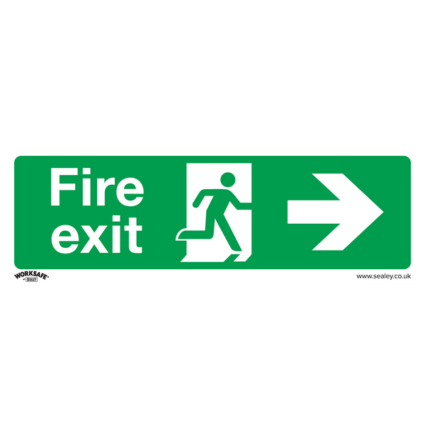 Sealey Safety Signs Fire Exit (Right) - Safe Conditions Safety Sign - Rigid Plastic - Pack of 10-SS24P10 5054511991604 SS24P10 - Buy Direct from Spare and Square