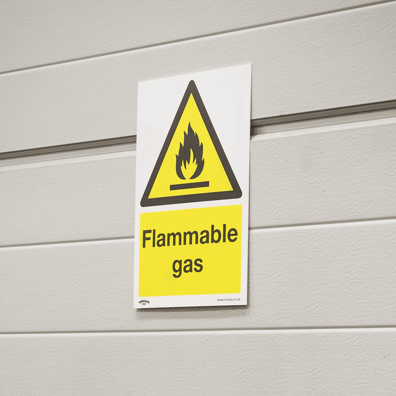 Sealey Safety Signs Flammable Gas - Warning Safety Sign - Rigid Plastic-SS59P1 5054630102202 SS59P1 - Buy Direct from Spare and Square