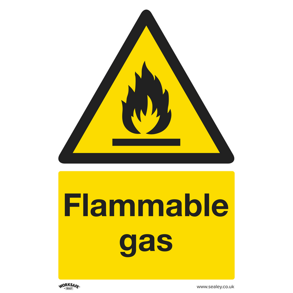 Sealey Safety Signs Flammable Gas - Warning Safety Sign - Self-Adhesive Vinyl-SS59V1 5054630102158 SS59V1 - Buy Direct from Spare and Square