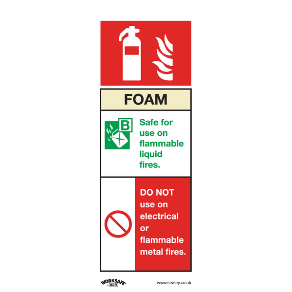 Sealey Safety Signs Foam Fire Extinguisher - Safe Conditions Safety Sign - Self-Adhesive Vinyl - Pack of 10-SS30V10 5054511991321 SS30V10 - Buy Direct from Spare and Square