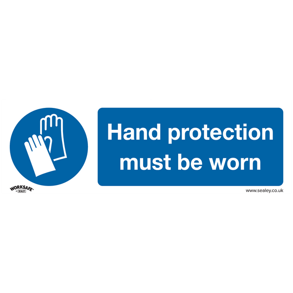Sealey Safety Signs Hand Protection Must Be Worn - Mandatory Safety Sign - Rigid Plastic - Pack of 10-SS6P10 5054511990102 SS6P10 - Buy Direct from Spare and Square