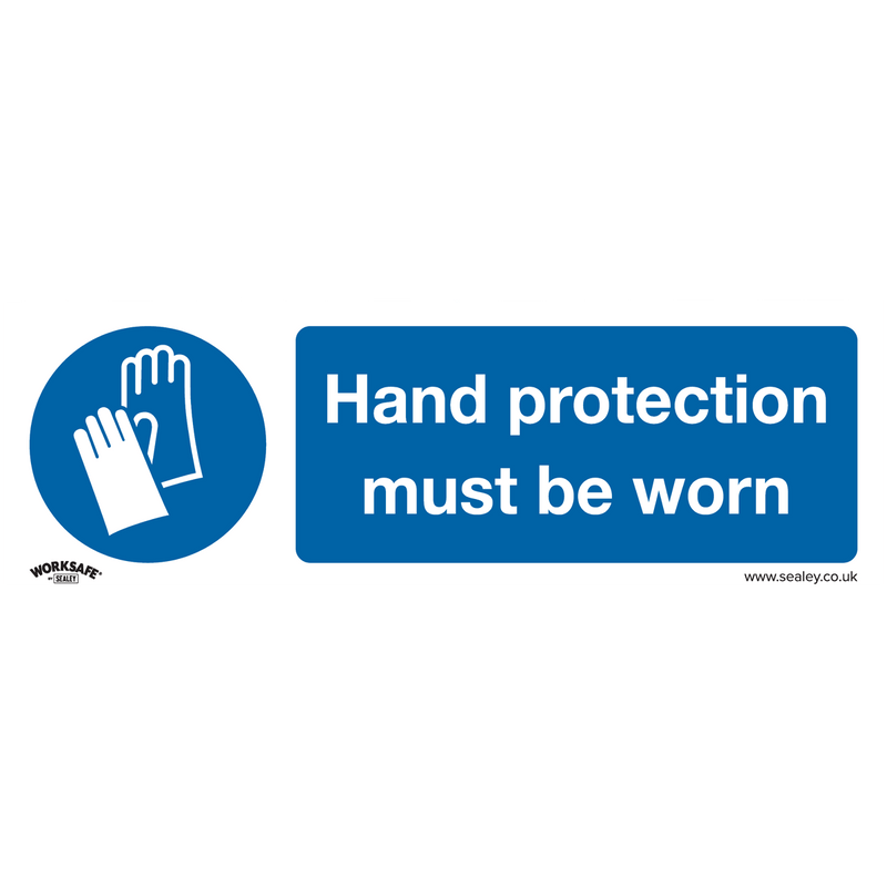 Sealey Safety Signs Hand Protection Must Be Worn - Mandatory Safety Sign - Rigid Plastic-SS6P1 5054511990072 SS6P1 - Buy Direct from Spare and Square