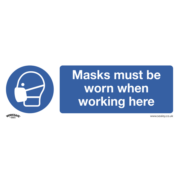 Sealey Safety Signs Masks Must Be Worn - Mandatory Safety Sign - Rigid Plastic - Pack of 10-SS57P10 5054630102363 SS57P10 - Buy Direct from Spare and Square