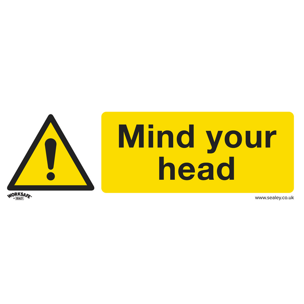 Sealey Safety Signs Mind Your Head - Warning Safety Sign - Rigid Plastic - Pack of 10-SS39P10 5054630001079 SS39P10 - Buy Direct from Spare and Square