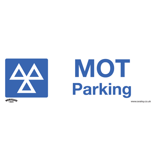Sealey Safety Signs MOT Parking - Warning Safety Sign - Rigid Plastic - Pack of 10-SS49P10 5054630000324 SS49P10 - Buy Direct from Spare and Square