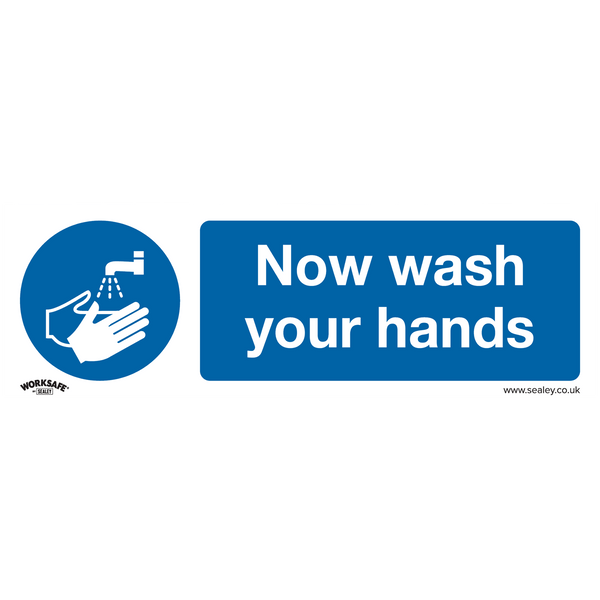 Sealey Safety Signs Now Wash Your Hands - Mandatory Safety Sign - Rigid Plastic - Pack of 10-SS5P10 5054511990065 SS5P10 - Buy Direct from Spare and Square