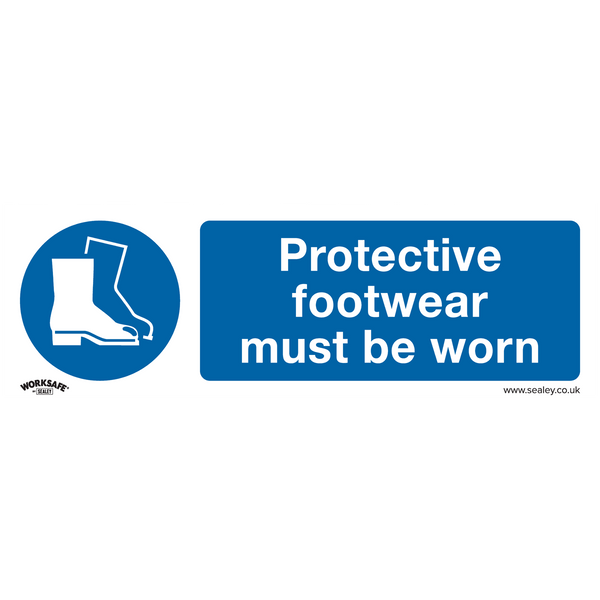 Sealey Safety Signs Protective Footwear Must Be Worn - Mandatory Safety Sign - Rigid Plastic - Pack of 10-SS7P10 5054511990133 SS7P10 - Buy Direct from Spare and Square