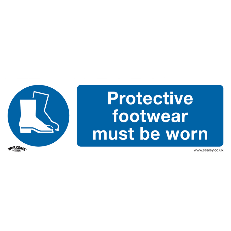 Sealey Safety Signs Protective Footwear Must Be Worn - Mandatory Safety Sign - Rigid Plastic-SS7P1 5054511990119 SS7P1 - Buy Direct from Spare and Square