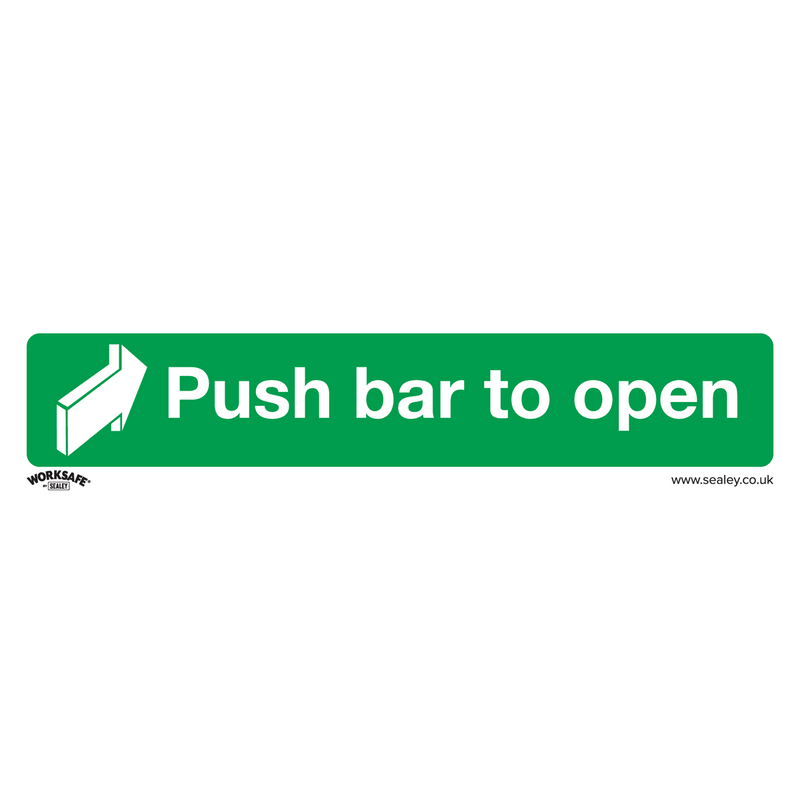 Sealey Safety Signs Push Bar To Open - Safe Conditions Safety Sign - Self-Adhesive Vinyl - Pack of 10-SS29V10 5054630001369 SS29V10 - Buy Direct from Spare and Square