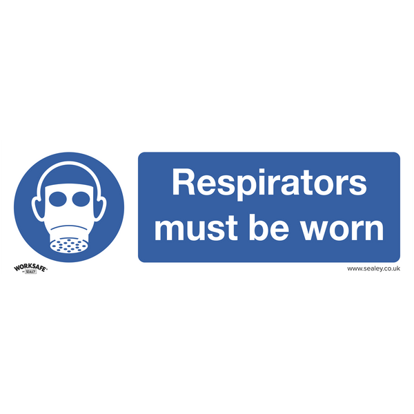 Sealey Safety Signs Respirators Must Be Worn - Mandatory Safety Sign - Rigid Plastic-SS56P1 5054630102301 SS56P1 - Buy Direct from Spare and Square