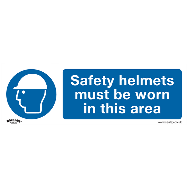 Sealey Safety Signs Safety Helmets Must Be Worn In This Area - Mandatory Safety Sign - Rigid Plastic - Pack of 10-SS8P10 5054630002182 SS8P10 - Buy Direct from Spare and Square