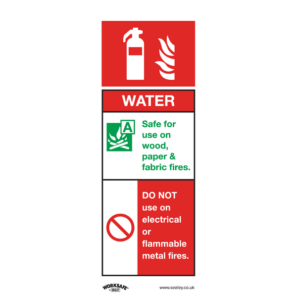 Sealey Safety Signs Water Fire Extinguisher - Safe Conditions Safety Sign - Rigid Plastic - Pack of 10-SS27P10 5054511991444 SS27P10 - Buy Direct from Spare and Square