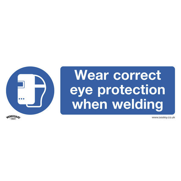 Sealey Safety Signs Wear Eye Protection When Welding - Mandatory Safety Sign - Rigid Plastic - Pack of 10-SS54P10 5054630102288 SS54P10 - Buy Direct from Spare and Square