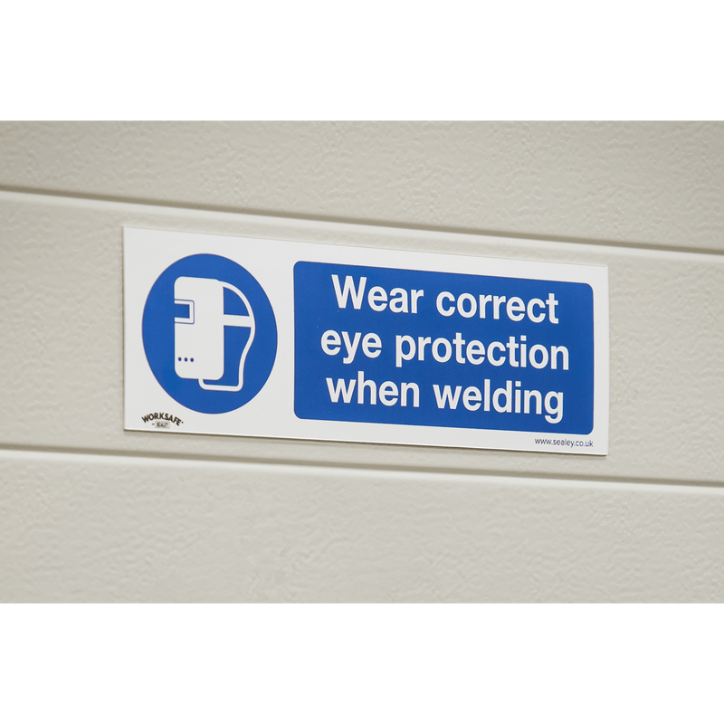 Sealey Safety Signs Wear Eye Protection When Welding - Mandatory Safety Sign - Rigid Plastic - Pack of 10-SS54P10 5054630102288 SS54P10 - Buy Direct from Spare and Square