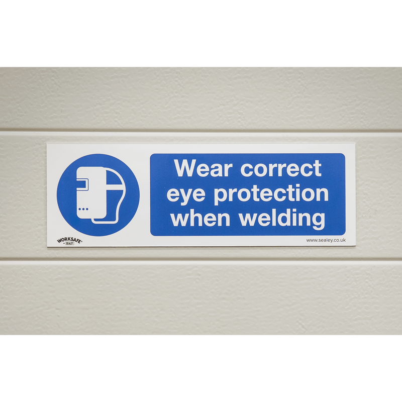 Sealey Safety Signs Wear Eye Protection When Welding - Mandatory Safety Sign - Self-Adhesive Vinyl  - Pack of 10-SS54V10 5054630102264 SS54V10 - Buy Direct from Spare and Square