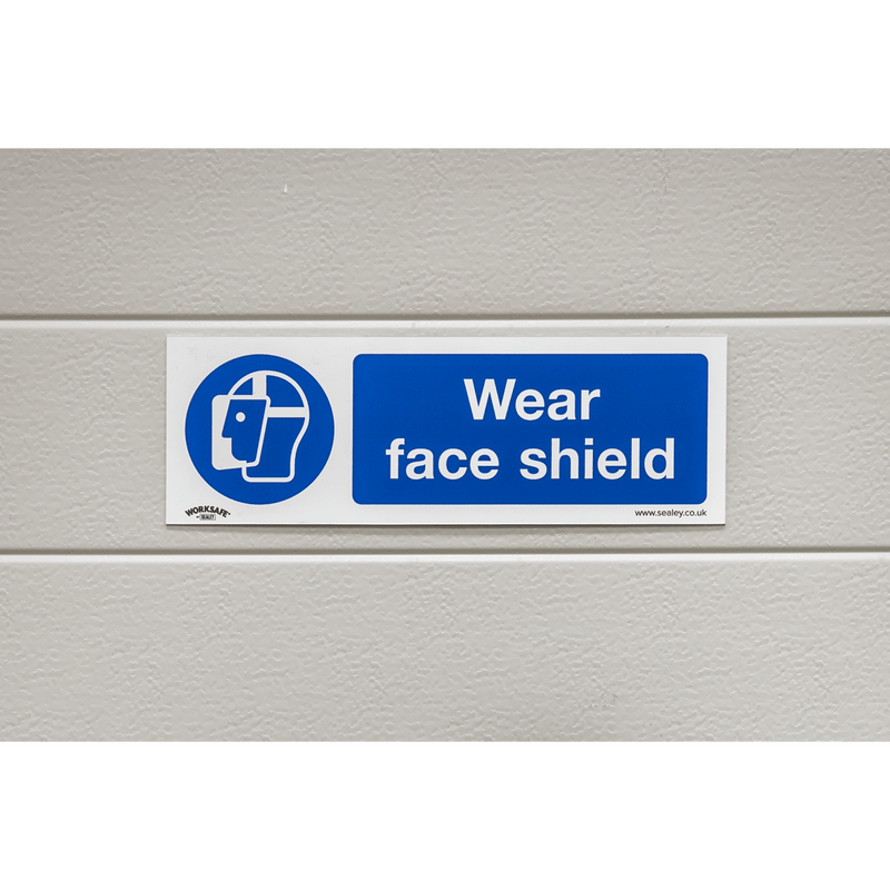Sealey Safety Signs Wear Face Shield - Mandatory Safety Sign - Rigid Plastic - Pack of 10-SS55P10 5054630101953 SS55P10 - Buy Direct from Spare and Square