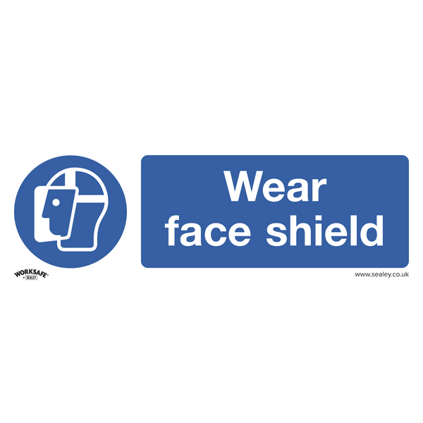 Sealey Safety Signs Wear Face Shield - Mandatory Safety Sign - Self-Adhesive Vinyl - Pack of 10-SS55V10 5054630102370 SS55V10 - Buy Direct from Spare and Square