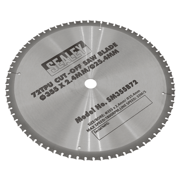 Sealey Saw Blades 72tpu Cut-Off Saw Blade Ø355 x 2.4mm/Ø25.4mm-SM355B72 5051747786660 SM355B72 - Buy Direct from Spare and Square