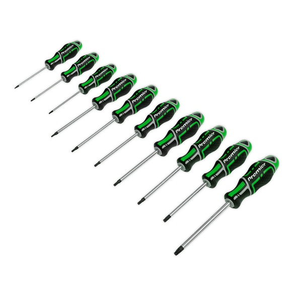 Sealey Screwdriver 10 Piece TRX Star Screwdriver Set - GripMAX - Lifetime Guarantee - Green AK4324HV - Buy Direct from Spare and Square