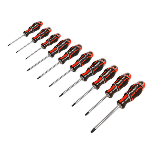 Sealey Screwdriver 10 Piece TRX Star Screwdriver Set - GripMAX - Lifetime Guarantee - Red AK4324 - Buy Direct from Spare and Square