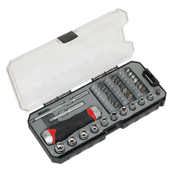 Sealey Screwdrivers 38pc Fine Tooth Ratchet Screwdriver Socket & Bit Set-AK64905 5054511010930 AK64905 - Buy Direct from Spare and Square