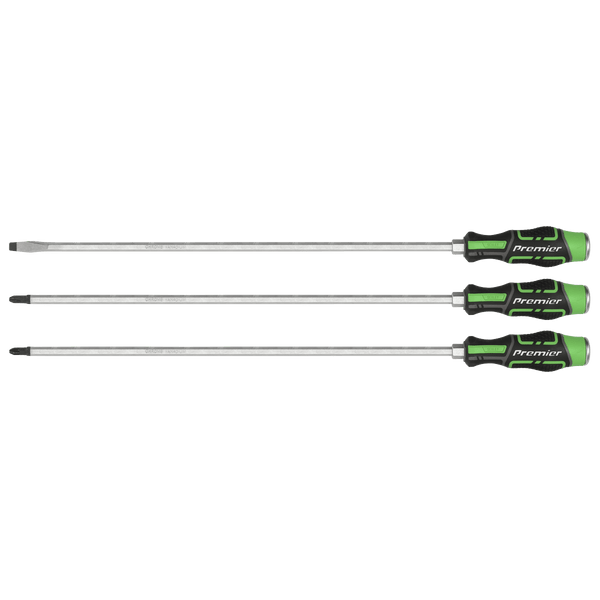 Sealey Screwdrivers 3pc 450mm Extra-Long Hammer-Thru Screwdriver Set Hi-Vis Green-AK4942HV 5054630101588 AK4942HV - Buy Direct from Spare and Square