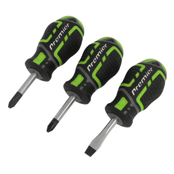 Sealey Screwdrivers 3pc GripMAX® Stubby Screwdriver Set - Hi-Vis-AK4328HV 5054630055164 AK4328HV - Buy Direct from Spare and Square