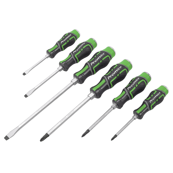 Sealey Screwdrivers 6pc Hammer-Thru Screwdriver Set Hi-Vis Green-AK4940HV 5054630101618 AK4940HV - Buy Direct from Spare and Square