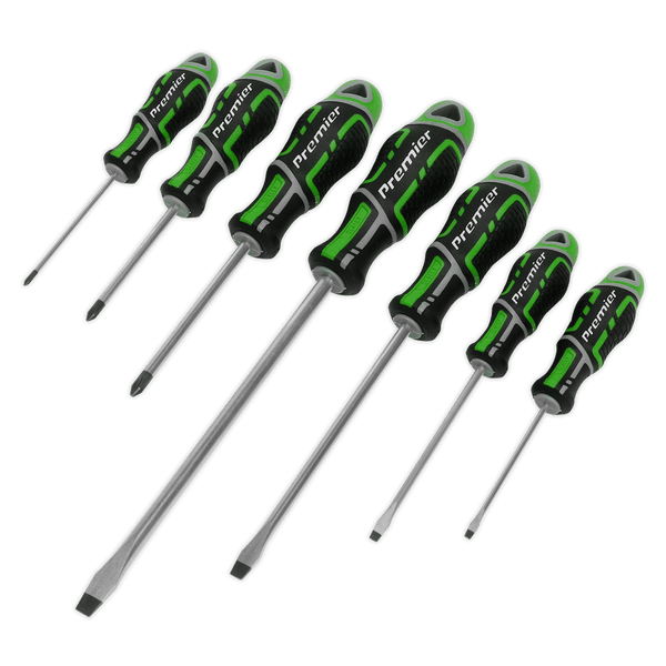 Sealey Screwdrivers 7pc GripMAX® Screwdriver Set - Hi-Vis Green-AK4321HV 5054511447934 AK4321HV - Buy Direct from Spare and Square