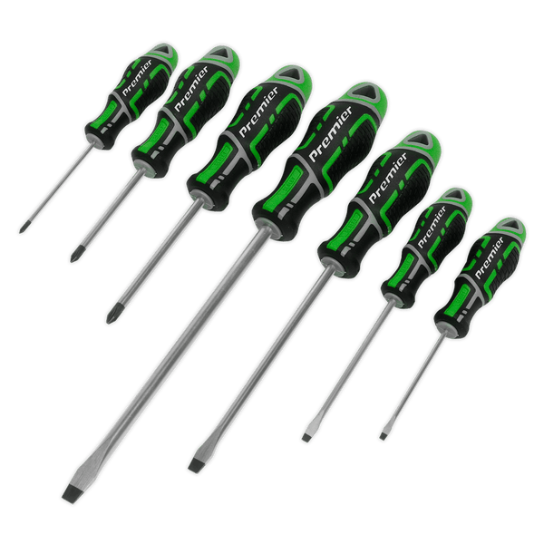 Sealey Screwdrivers 7pc GripMAX® Screwdriver Set - Hi-Vis Green-AK4325HV 5054511523775 AK4325HV - Buy Direct from Spare and Square