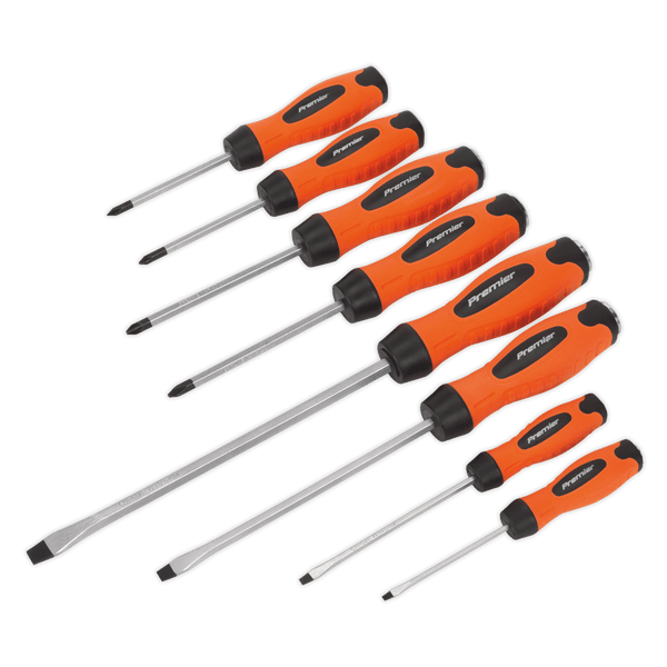 Sealey Screwdrivers 8pc Hammer-Thru Screwdriver Set - Hi-Vis Orange-HV004 5054511078671 HV004 - Buy Direct from Spare and Square