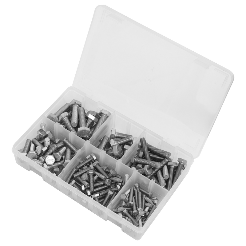 Sealey Screws & Fixings 150pc Stainless Steel Setscrew Assortment - M5-M10-AB078SS 5054630305290 AB078SS - Buy Direct from Spare and Square