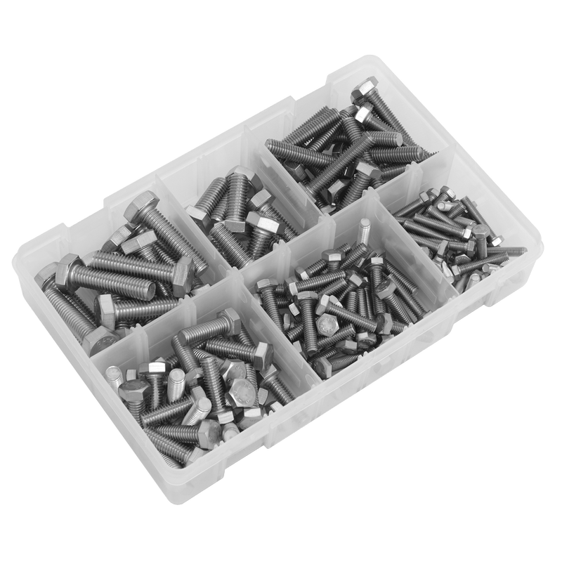 Sealey Screws & Fixings 150pc Stainless Steel Setscrew Assortment - M5-M10-AB078SS 5054630305290 AB078SS - Buy Direct from Spare and Square
