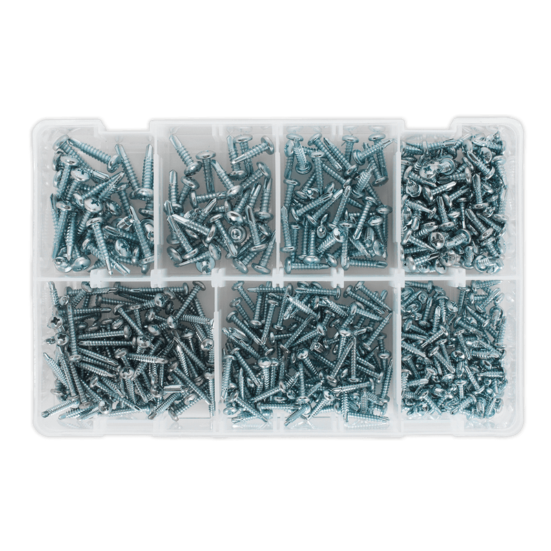 Sealey Screws & Fixings 500pc Self-Drilling Phillips Pan Head Screw Assortment-AB060SDS 5054511053401 AB060SDS - Buy Direct from Spare and Square