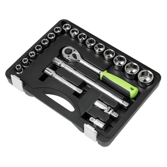 Sealey Socket Set 21 Piece 1/2" Drive Socket Set With Carry Case - Lifetime Guarantee S01237 - Buy Direct from Spare and Square