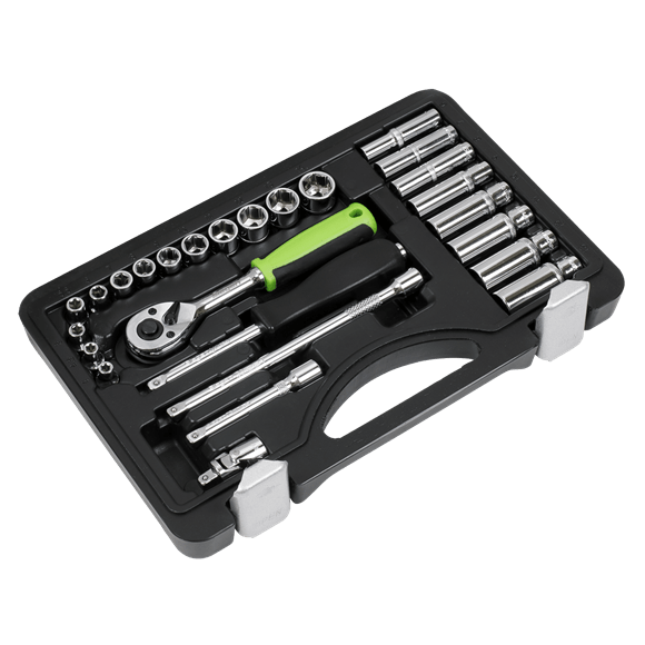 Sealey Socket Set 26 Piece 1/4" Drive Socket Set With Carry Case - Lifetime Guarantee S01234 - Buy Direct from Spare and Square