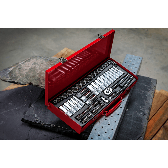 Sealey Socket Set 45 Piece 13/8"Sq Drive, 6Pt WallDrive® Socket Set - Metric/Imperial - Lifetime Guarantee AK692 - Buy Direct from Spare and Square