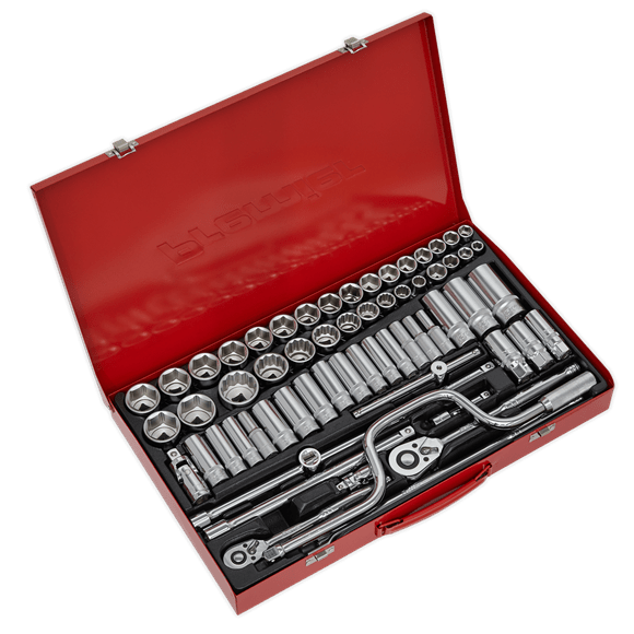 Sealey Socket Set 64 Piece 3/8" & 1/2"Sq Drive, 6Pt WallDrive® Socket Set - Metric/Imperial - Lifetime Guarantee AK694 - Buy Direct from Spare and Square